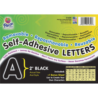 UCreate Black Self Adhesive Letters, 2&quot;, 159 Characters (PAC51650)