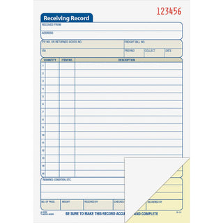 Adams® Receiving Record Book, Carbonless, 2-Part, 5-9/16&quot; x 8-7/16&quot;, WE (ABFDC5089)