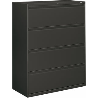 HON® 800-Series 4 Drawer Metal Lateral File Cabinet, 42" Wide, Dark Gray (HON894LS)