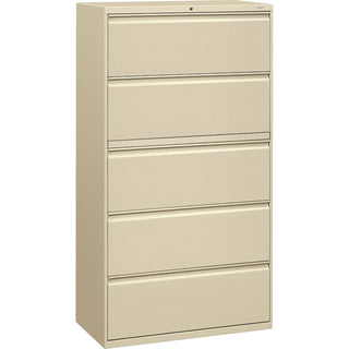 HON® 800-Series 5 Drawer Metal Lateral File Cabinet, 36" Wide, Beige (HON885LL)