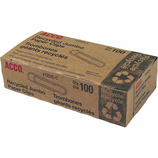 ACCO Paper Clips, Jumbo, Silver, 100/Box, 10 Pack/Box (ACC72525PK)
