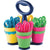 Westcott® Scissor Caddy with Kids' Scissors, 5" Long, 2" Cut Length, Assorted Straight Handles, 24/Set (ACM14756)