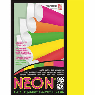 Pacon® Neon Bond Paper, 24 Lb, 100 Sheets, 8 1/2&quot; x 11&quot;, Neon, Yellow (PAC104316)