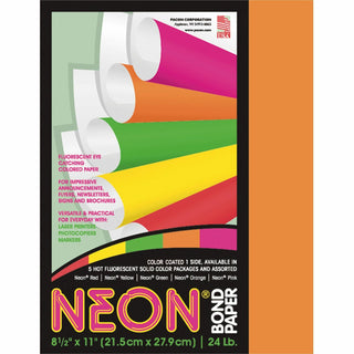 Pacon® Neon Bond Paper, 24 Lb, 100 Sheets, 8 1/2&quot; x 11&quot;, Neon Orange (PAC104318)