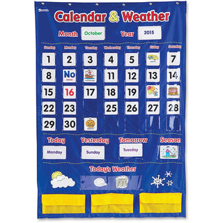 Learning Resources Calendar/Weather Pocket Chart, 30-3/4" x 44-1/4", Multi (LRNLER2418)