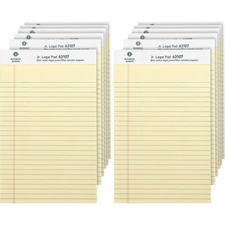 Business Source Pad, Micro-Perforated, Jr. Legal Rld, 50 Sh, 5&quot; x 8&quot; 12/DZ, Canary (BSN63107)