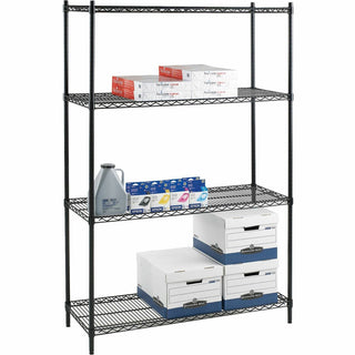 Lorell Wire Shelving Starter Kit, 48" x 24", Black (LLR69140)