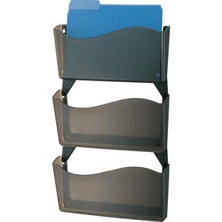 Officemate Wall Files, w/ Hangers, Unbreakable, 3/BX, Smoke (OIC21611)
