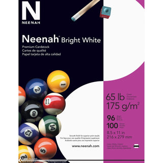 Neenah Paper Cardstock Paper, 65 lb., 8-1/2"x11", 100/Pack, White (WAU91901)
