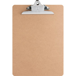 Business Source Hardboard Clipboard, Nickel-Plated Clip, 9"x12-1/2", Brown (BSN65637)