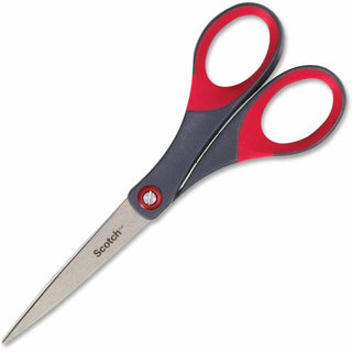 Scotch® Precision Scissors, Pointed Tip, 7" Long, 2.5" Cut Length, Gray/Red Straight Handle (MMM1447)