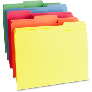 Business Source File Folder, 1-Ply, 1/3 Cut Assorted Tabs, Letter (BSN65780)