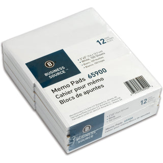 Business Source Memo Pad, Unruled, 15lb., 3&quot; x 5&quot;, 100 Sheets, White (BSN65900)