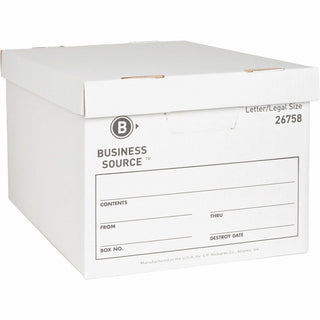 Business Source Storage Boxes, Letter/Legal, 12&quot; x 15&quot; x 10&quot;, White (BSN26758)