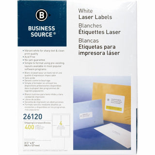 Business Source Labels, Mailing, Laser, 3-1/2&quot; x 5&quot;, White (BSN26120)