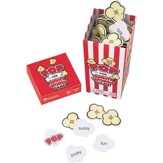Learning Resources POP for Sight Word Game, Red/White, 100 Popcorn Cards, 3"L x 3"W x 6.25"H (LRNLER8430)
