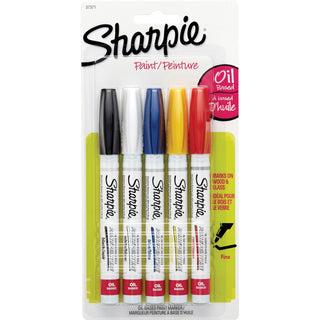 Sharpie® Oil-Based Paint Marker, Fine Point, Nontoxic, 5/PK, Assorted (SAN37371PP)