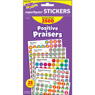 TREND® SuperSpots and SuperShapes Sticker Variety Packs, Positive Praisers, 2,500/Pack (TEPT1945)