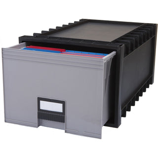 Storex Archive Storage Box for Letter Size Hanging Files, 24&quot; Depth, Black/Gray (STX61106U01C)