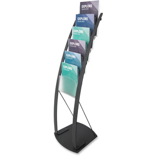 deflecto® Floor Stand, 6 Compartments, 13" x 16-1/2" x 49", Black (DEF693104)