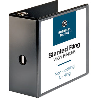 Business Source 39% Recycled D-Ring Binder, 5" Capacity, Black (BSN28451)