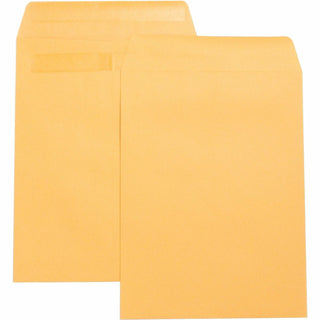 Business Source Catalog Envelopes, w/Adhesive Strip, Plain, 9" x 12", Kraft (BSN42123)