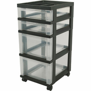 IRIS Mini Chests, 4-Drawer, 12-1/16" x 14-1/4" x 26-7/16", Black (IRS116827)