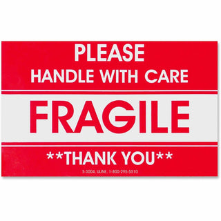 Tatco Shipping Label, Fragile/Handle W Care, 500/RL, Red (TCO10951)