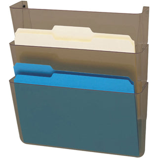 deflecto® Wall Files, w/ Hardware, Ltr, 3/PK, 14" x 4" x 7", Smoke (DEF83602)