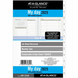 AT-A-GLANCE® Daily Monthly Planner Refill, Daily, Monthly, 1 Year, January till December, 8:00 AM to 7:00 PM, 1 Day Double Page Layout (AAG481225A)