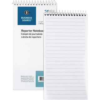 Business Source Reporter's Notebook, Gregg Ruled, 4" x 8", 70 Sheets, White (BSN10972)