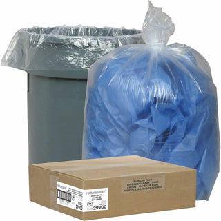Nature Saver Trash Can Liners, Rcycld, 33 Gal, 1.25mil, 33" x 39", 100/BX, CL (NAT29900)