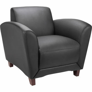 Lorell Bonded Reception Chair, 36" x 34-1/2" x 31-1/4", Lthr/BK (LLR68952)