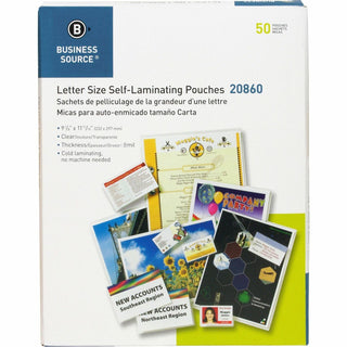 Business Source Laminating Pouch, Letter, 6Mil, 9" x 11-1/2", 50/BX, Clear (BSN20860)