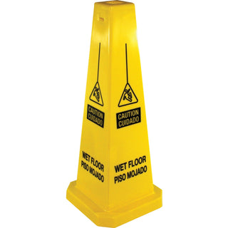 Genuine Joe Safety Cone, 4-Sided, 10" x 10" x 24", Yellow (GJO58880)