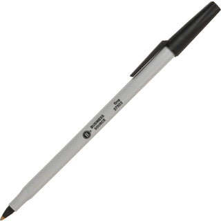 Business Source Ballpoint Stick Pens, Fine Pt, Light Gray Barrel, Black Ink (BSN37503)