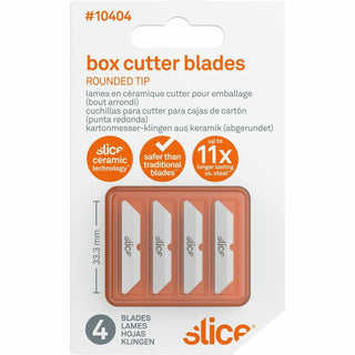 Slice® Safety Box Cutter Blades, Rounded Tip, Ceramic Zirconium Oxide, 4/Pack (SLI10404)