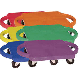 Champion Sports Plastic Scooter Set with Nylon Swivel Casters, 12 x 12, Assorted Colors, 6/Set (CSIPGHSET)