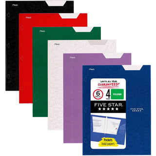 Mead® Four-Pocket Portfolio, 8 1/2 x 11, Assorted Colors, Traditional Design, 4/Pack (MEA38058)