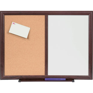 Lorell Dryerase/Bulletin Board Combo, 36" x 48", Mahogany (LLR84171)