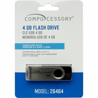 Compucessory Flash Drive, 4GB, Black/Aluminum (CCS26464)