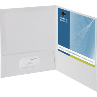 Business Source Report Covers With Business Card Holder, White (BSN44424)