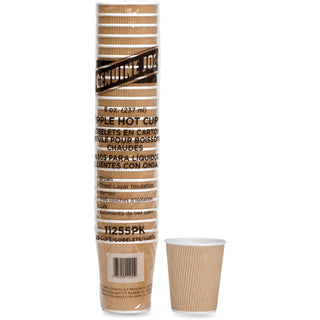 Genuine Joe Rippled Hot Cup - 8 fl oz - 25 / Pack - Brown - Beverage, Hot Drink (GJO11255)