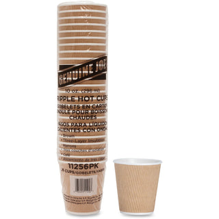 Genuine Joe Rippled Hot Cup - 10 fl oz - 25 / Pack - Brown - Beverage, Hot Drink (GJO11256)