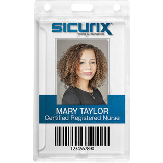 Sicurix® Rigid PC Badge Holder, Vertical, 25/PK, Clear (BAU68140)