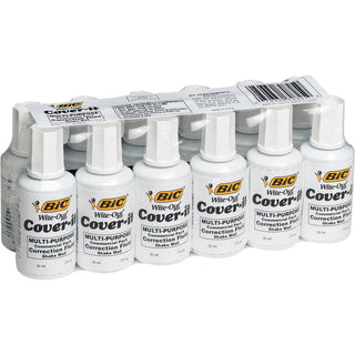 BIC® Correction Fluid, Fast-Drying, 20 ml, 12/BX, White (BICWOC12WEDZ)