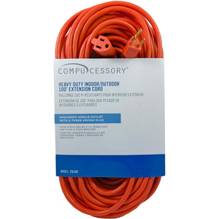 Compucessory Heavy Duty Extension Cord, 100', Orange (CCS25150)