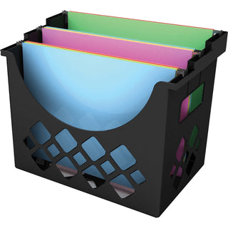 deflecto® Hanging File Holder, 3 Compartments, 9.6" x 8.5" x 13.25", Black (DEF39304)