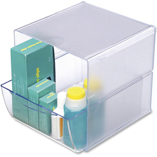 deflecto® Desk Cube with Drawer, Clear, 7 x 6 x 6 (DEF350801)