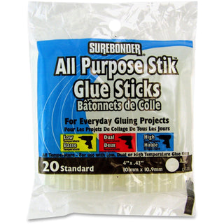 SureBonder Hot Melt Glue Sticks, 0.43" x 4", Dries Clear, 20/Pack (FPRDT20)